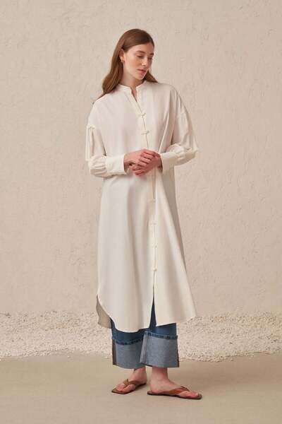 ALLDAY Off-White-Brit Detail Long Tunic