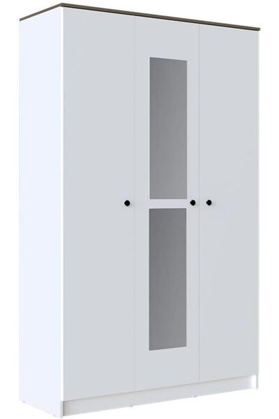 Danube Home Pera 3 Door Wardrobe With Mirror, Sturdy Closet Clothes Storage C...
