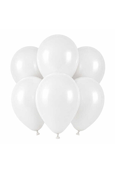 BeySüS White Color Latex Pastel Balloon (30 cm) - 6 Pieces