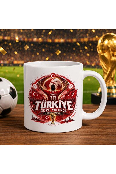 Bk Gift Turkey Fan Themed World Football Cup Designed White Trophy Cup - 6 Si...