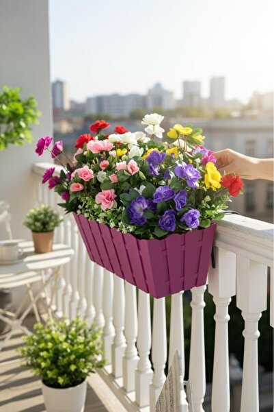 Nettenevime Yapay Çiçek Fuşya Balkon Saksıda Küpeşte Askılı Açelya Çiçeği Kar...