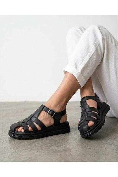 Lütfi Women's Genuine Leather Orthopedic Sole Daily Comfortable Sandals