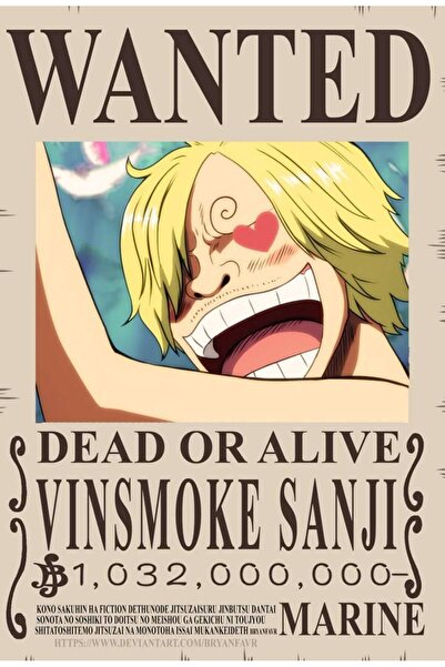 ESLEM One Piece Sanji Poster Anime Aranıyor Wanted Afişi Duvar Tablosu Kalın ...