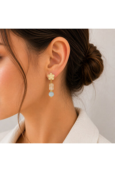 Vesce Atelier Aqua Quartz Flower Doğaltaş Küpe