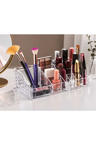 VitaMood Yaşam Clear acrylic makeup organizer - multi-compartment cosmetic an...