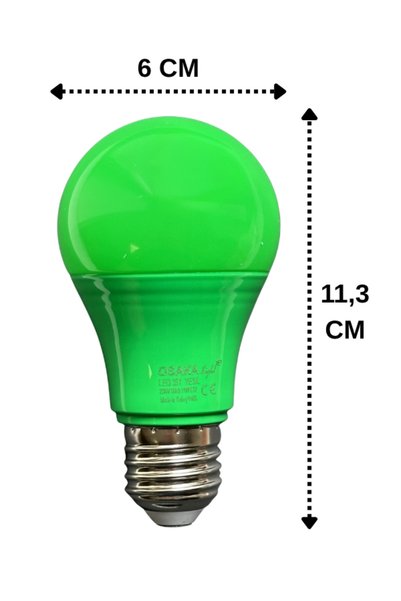 Osaka Light (1 Adet) Osaka 10W Yeşil Işık E27 Duylu (Kalın Duy) Led Ampul