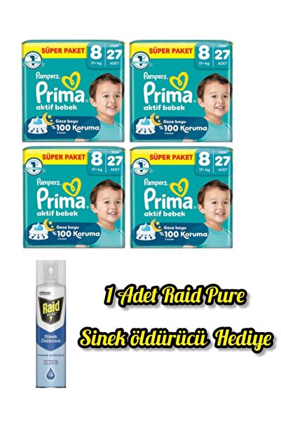 Prima Aktif Bebek 8 Numara 27'li x 4 = 108 Adet
