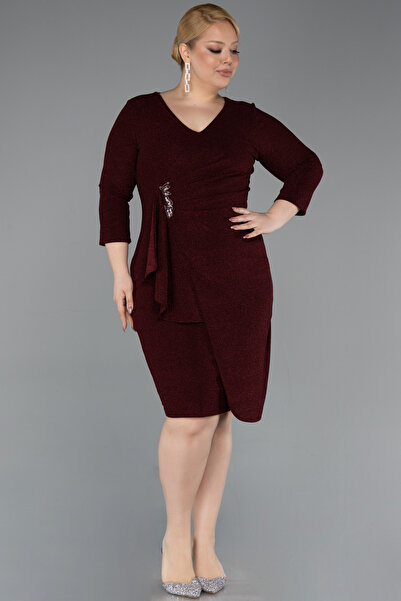Efelif Capri Sleeve V-Neck Short Plus Size Evening Dress Abk41092