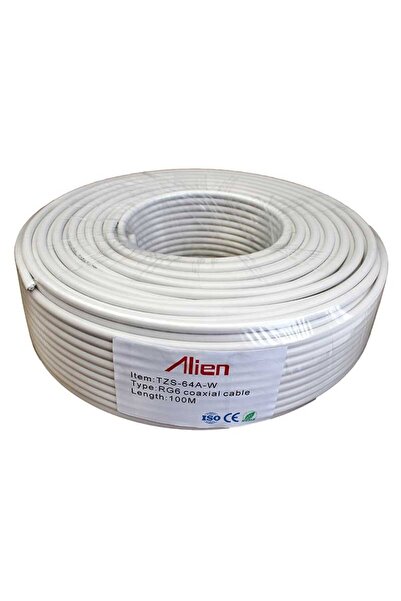 ALIEN Cablu coaxial RG 6 alb 64 x 0.12 mm 1.02 mm CCA 100 m