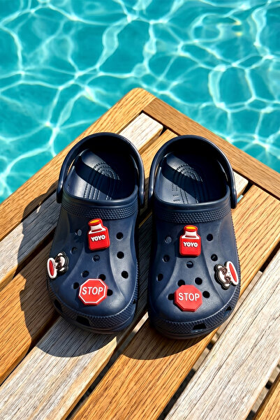 REMSA Children's Top Sticker Detail Sandals Slippers 300-3 Navy Blue