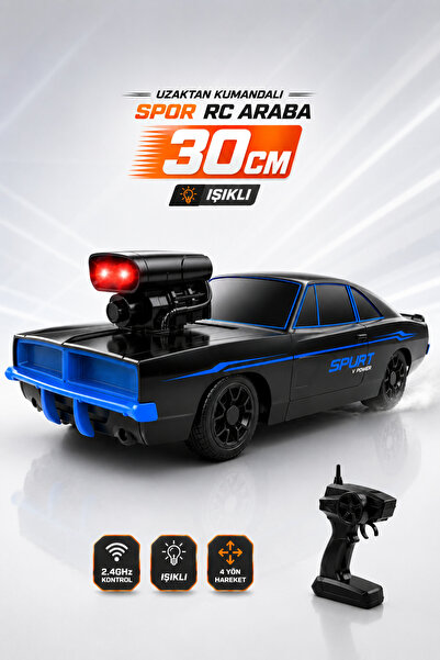 YILDIRIM OYUNCAK Uzaktan Kumandalı Işıklı Yüksek Hızlı RC Spor Araba 30cm – 2...