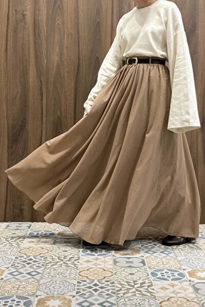 Faya Boutique Camel Ceinture Kemerli Keten Etek