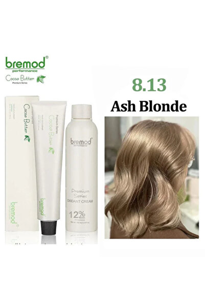 BREMOD Performance 8.13 Ash Blonde Hair Color + Oxidant Cream 12% – 100 ml+10...