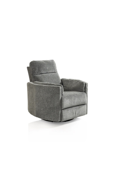 Midas Furniture كرسي استرخاء دوار من الشينيل مقاس 102×94×104 سم باللون الرمادي