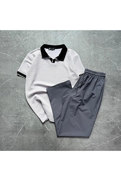 Combineman35 Trening confortabil cu șireturi și set de tricou cu guler polo ș...