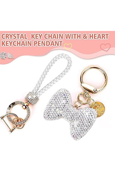 Arabest Car Key chain for Women,Rhinestone Heart Shape Bling Sparkle Cute Gir...