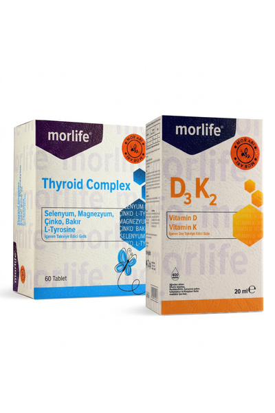 MORLIFE Mor Life Thyroid Complkes & Mor Life D3K2 Damla ikili Set
