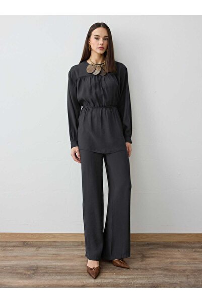 Refka Roba Detailed Gathered Waist Suit - Black -