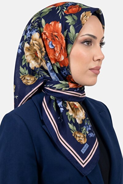 hadiora Women's Navy Blue Powder Floral Patterned Stitched Writing Pad