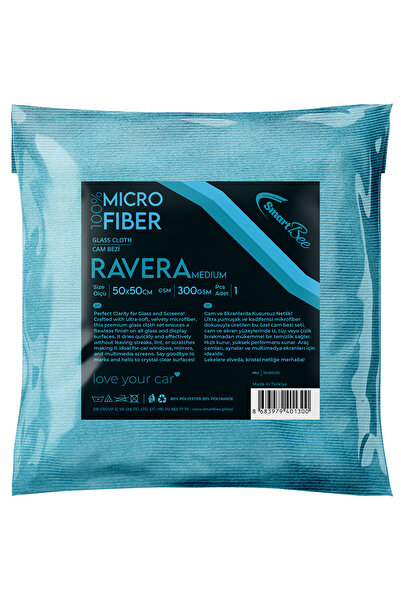SmartBee RAVERA Mikrofiber Kalın Oto Cam Bezi 50×50cm 300GSM – Turkuaz