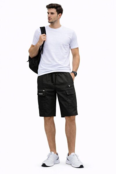 aykidsclup Men's cargo shorts - elastic waist, pockets, comfortable cut black...