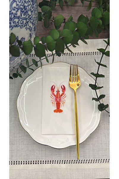 busrasdesign Lobster Red Printed Presentation Napkins 16-Pack