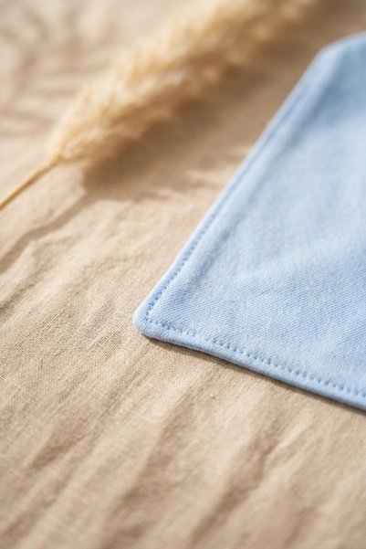 Babydonat Little Man Printed 2-Piece Baby Boy Bandana Scarf Set - 100% Soft Cotton, Blue and Cream Combination