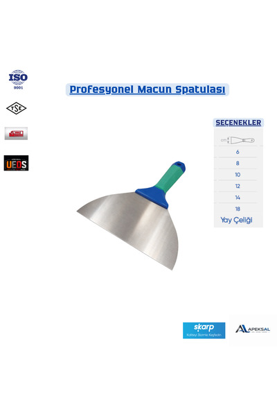 Apeksal Skarp Profesyonel Macun Spatulası , 14 Cm Esnek Alçı, Dolgu Ispatula