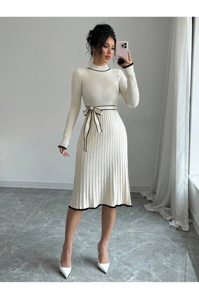 Iuliashop Rochie midi tricotată Stella crem - S