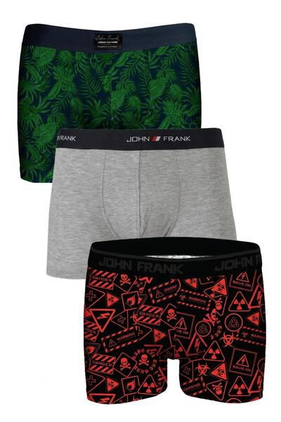 John Frank Logoed Cotton 3 Pack Boxer Men's Boxer Jfbs3