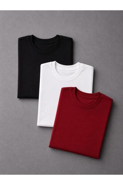 LUPERCUS Tricou pentru bărbați/unisex, 3 piese, cu gât crew, croială slim, di...
