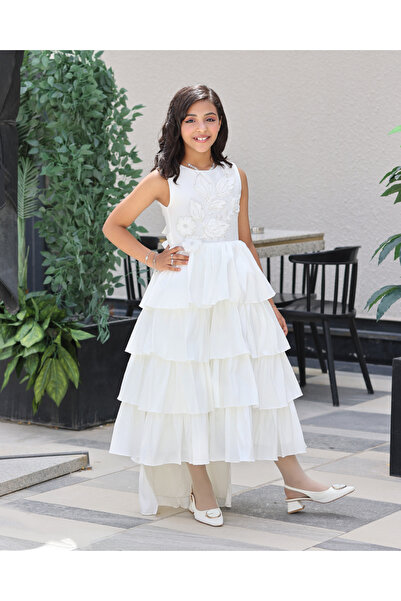 Jo Ella Dress - Luxurious Girls' Dress with Delicate Embroidery and Elegant L...