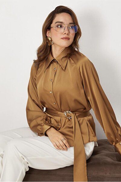 Alvina Belted Satin Blouse 46647