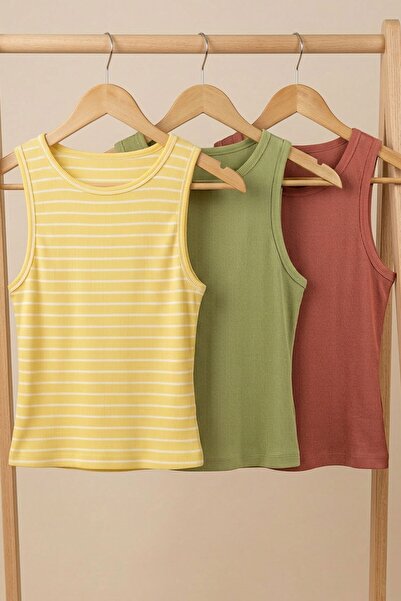 COTENCONCEPT 3 piese Tricou cu bretele din amestec de viscoză, cu nervuri
