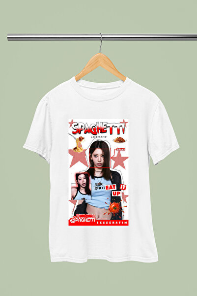 MAGORS LE SSERAFIM K-POP BAND SPAGHETTI ALBUM ŠTAMPANA PAMUČNA MAJICA SA KRAT...