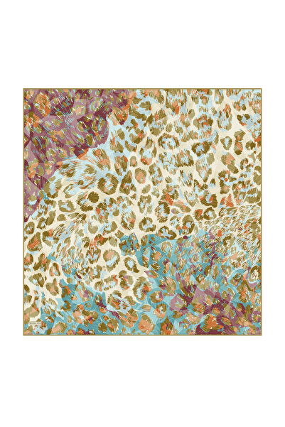Bursa İpek Green Pantera Pattern Twill Silk Scarf