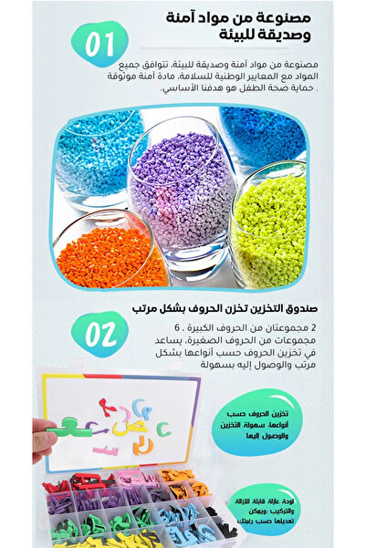Other مجموعة حروف عربية مغناطيسية تعليمية للأطفال من مادة EVA مع سبورة بيضاء ...