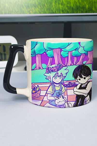 ZipZap Omori Printed Ceramic Luxury Mug (1 Piece) Special Black Handle Wave H...