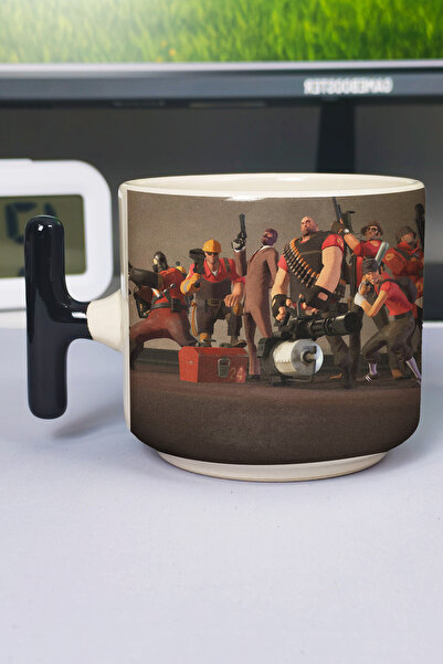 ZipZap كوب فاخر من السيراميك مطبوع عليه Team Fortress (قطعة واحدة) على شكل حر...