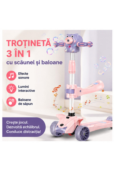 OEM 3-in-1 foldable scooter with wheels, sounds and lights