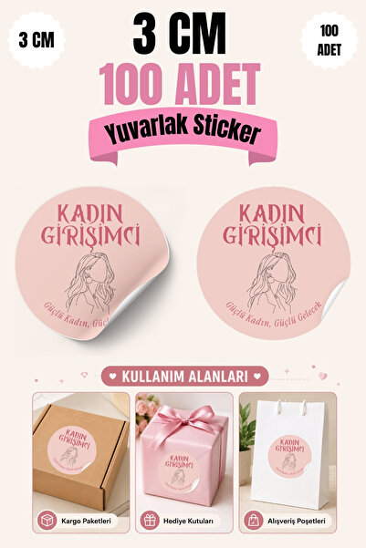 qoeuyl boutique Female Entrepreneur No:3 3 cm Round 100 Pieces Sticker Packag...