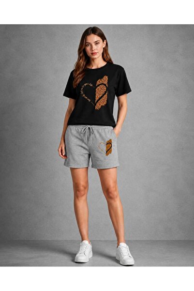 Gutsy Tricou și pantaloni scurți subțiri de vară, supradimensionați, cu impri...