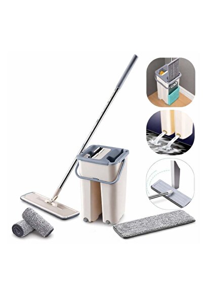 Zenorius Mop Plat cu 2 Rezerve Microfibră Incluse, 33x12x121cm cu Găleată cu ...