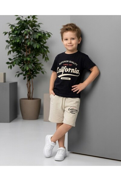 Ege Bebek Set de 2 pantaloni scurți și tricou cu imprimeu de vară pentru băie...