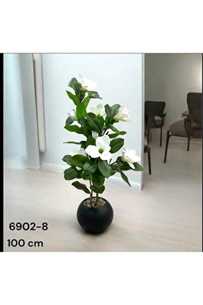 bity thok 100cm Artificial Plant with White Flowers in Black Pot