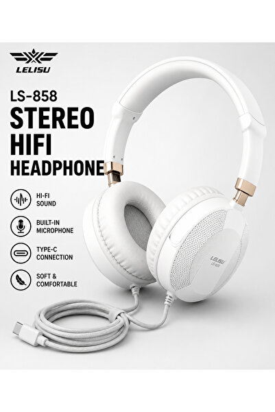 LELISU LS-858 Premium HiFi Stereo Headphones – Type-C Wired Headset with Micr...