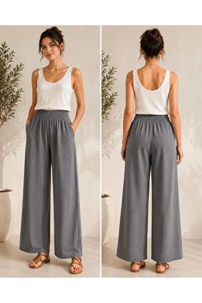 moda rüyası Tencel Fabric Palazzo Women's Trousers with Elastic Waist