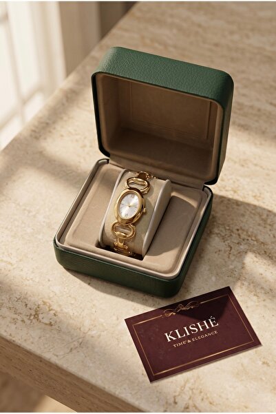 KLISHE Luxury Women's Steel Watch Gold Color Special Premium Design & Leather...