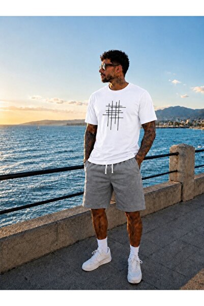 FAEL LİFE Unisex Wide-Let T-Shirt and Shorts Set with Rod Print