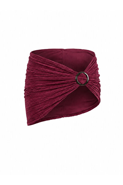 AQUELLA Textured Burgundy Skirt with Buckle